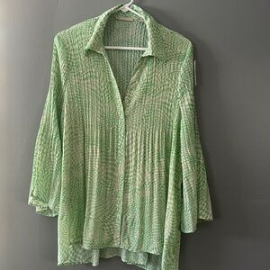 Sunny Leigh women’s blouse size L cottagecore oversized lightweight semi sheer